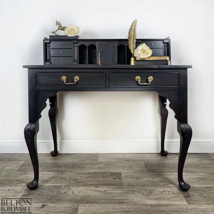 Solid Wood Black Writing Desk | Elegant Vintage Desk
