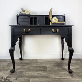 Solid Wood Black Writing Desk | Elegant Vintage Desk