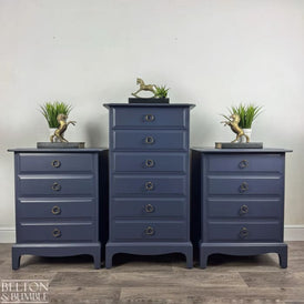 STAG Minstrel Navy Tallboy & Bedside Drawers | Vintage