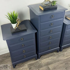 STAG Minstrel Navy Tallboy & Bedside Drawers | Vintage