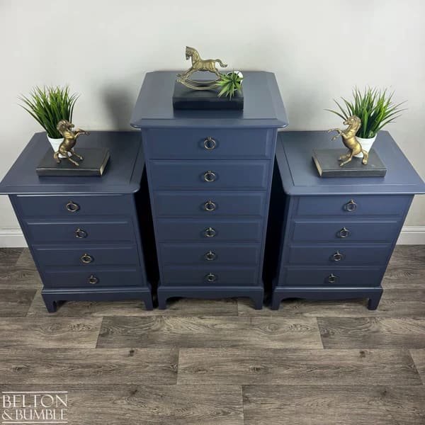 STAG Minstrel Navy Tallboy & Bedside Drawers | Vintage