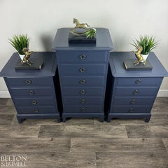 STAG Minstrel Navy Tallboy & Bedside Drawers | Vintage