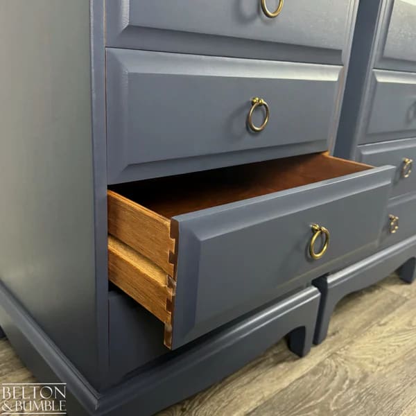 STAG Minstrel Navy Tallboy & Bedside Drawers | Vintage
