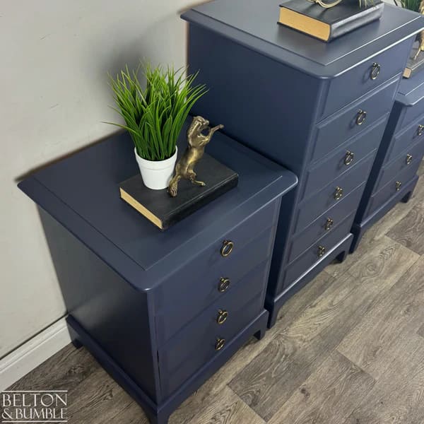 STAG Minstrel Navy Tallboy & Bedside Drawers | Vintage