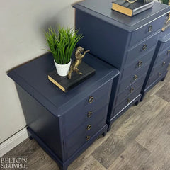 STAG Minstrel Navy Tallboy & Bedside Drawers | Vintage