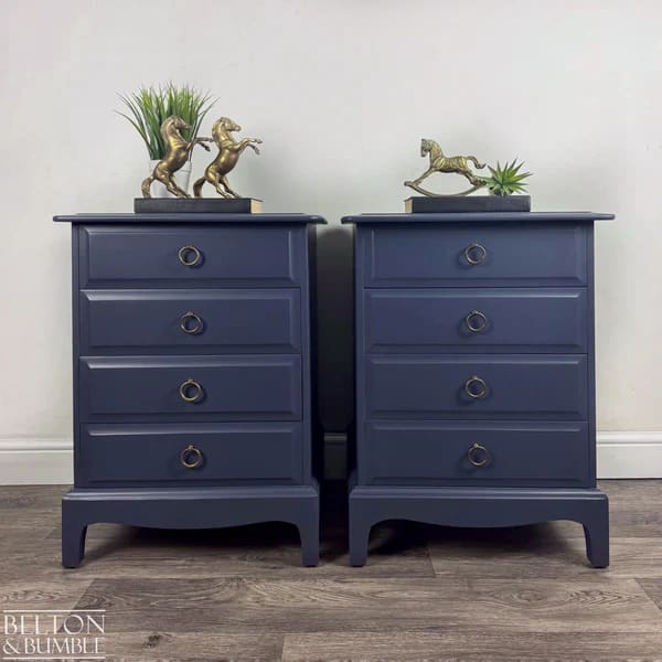 STAG Minstrel Navy Tallboy & Bedside Drawers | Vintage
