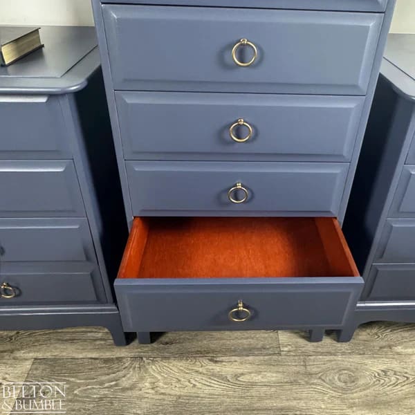 STAG Minstrel Navy Tallboy & Bedside Drawers | Vintage