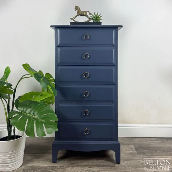 STAG Minstrel Navy Tallboy & Bedside Drawers | Vintage