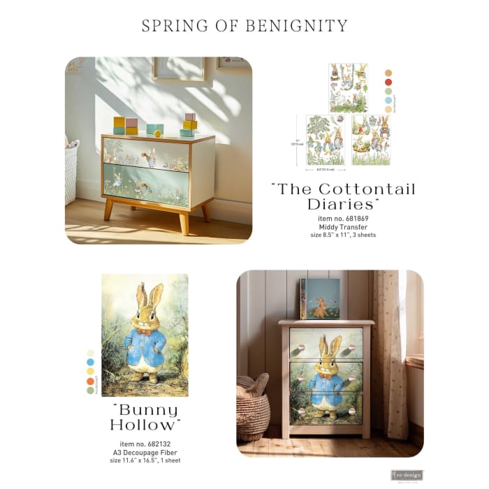 Storybook Rabbit Decoupage Paper for Furniture & Crafts | Bunny Hollow | Redesign with Prima A3