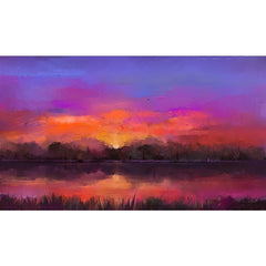 Sunset A1 Decoupage Paper | Lakeside Horizon in Purples, Orange & Red | Three Yellow Goats