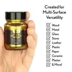 Super Gild Gold by Guild Lane – Water-Based Metallic Paint 30ml | Intense 24ct Gold Effect, High-Lustre, Fade-Resistant, Multi-Surface