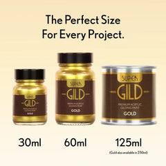 Super Gild Gold by Guild Lane – Water-Based Metallic Paint 30ml | Intense 24ct Gold Effect, High-Lustre, Fade-Resistant, Multi-Surface