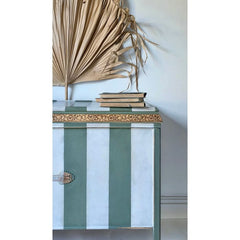 The Cheshire Blanket Box | Green Striped Ottoman by Chloe