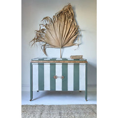 The Cheshire Blanket Box | Green Striped Ottoman by Chloe