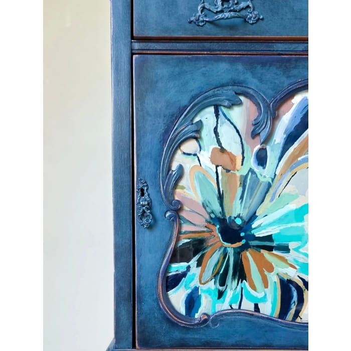 The Irene Hand-Painted Floral Glass Drinks Cabinet by Chloe