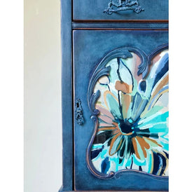 The Irene Hand-Painted Floral Glass Drinks Cabinet by Chloe