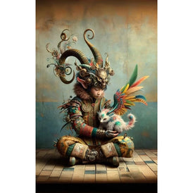 A Boy and His Friend A1 decoupage paper full design featuring fantasy boy and baby dragon artwork