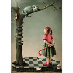 Alice and the Cat A1 decoupage paper full design featuring Alice, Cheshire Cat and Wonderland scene