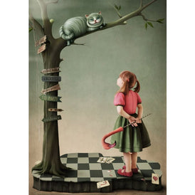 Alice and the Cat A1 decoupage paper full design featuring Alice, Cheshire Cat and Wonderland scene