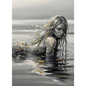 B&W Mermaid A1 decoupage paper full design featuring black and white mermaid artwork