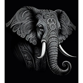 Black & White Elephant A1 decoupage paper full design featuring abstract elephant portrait with swirling grey patterns
