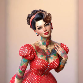 Close-up of the retro pin-up artwork from Pinup furniture decoupage paper