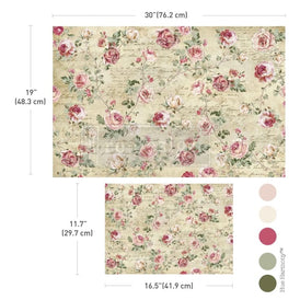 TIMELESS CHARM Decoupage Tissue Paper Set by Redesign With Prima 19x30” & A3 (11.7x16.5”) | Vintage Rose Floral Craft Paper UK