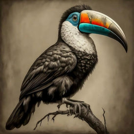 Toucan A1 Decoupage Paper | Moody Jungle Bird Design for Furniture, Art & Craft Projects | Three Yellow Goats