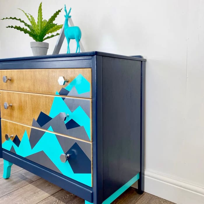 Upcycled Lebus 3 Drawer Chest of Drawers | Hand-Painted