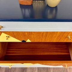 Upcycled Mid-Century Mountain-Scape Chest of Drawers