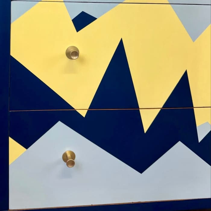 Upcycled Mid-Century Mountain-Scape Chest of Drawers