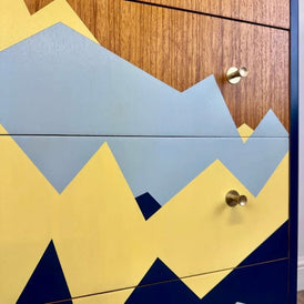 Upcycled Mid-Century Mountain-Scape Chest of Drawers