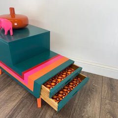 Upcycled Mid-Century Sewing Box – Hand-Painted Statement