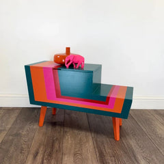 Upcycled Mid-Century Sewing Box – Hand-Painted Statement