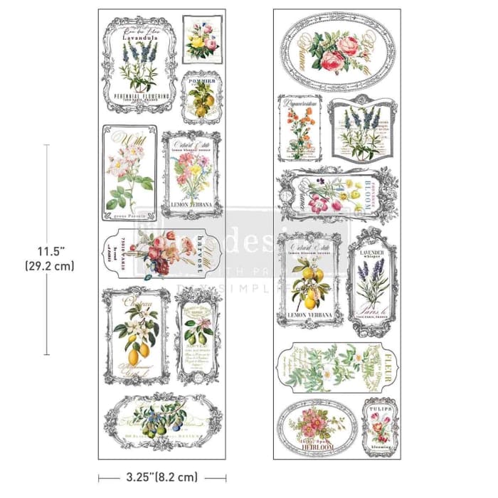 Vintage Botanical Labels Luxe Transfer | Fleur De Frame | Redesign with Prima Decal