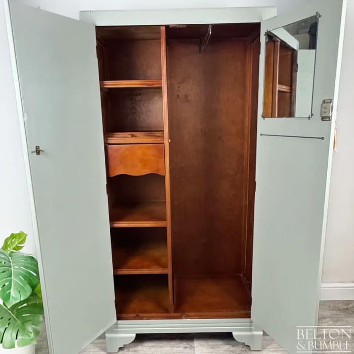Vintage Double Door Wardrobe in Farrow & Ball Eddy