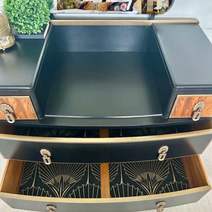 Vintage Dressing Table with Mirror | Luxury Art Deco