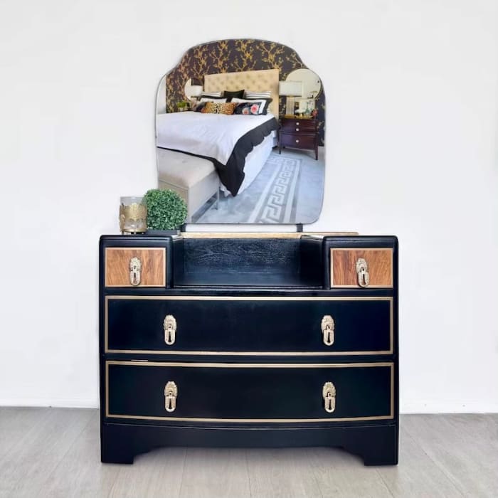 Vintage Dressing Table with Mirror | Luxury Art Deco