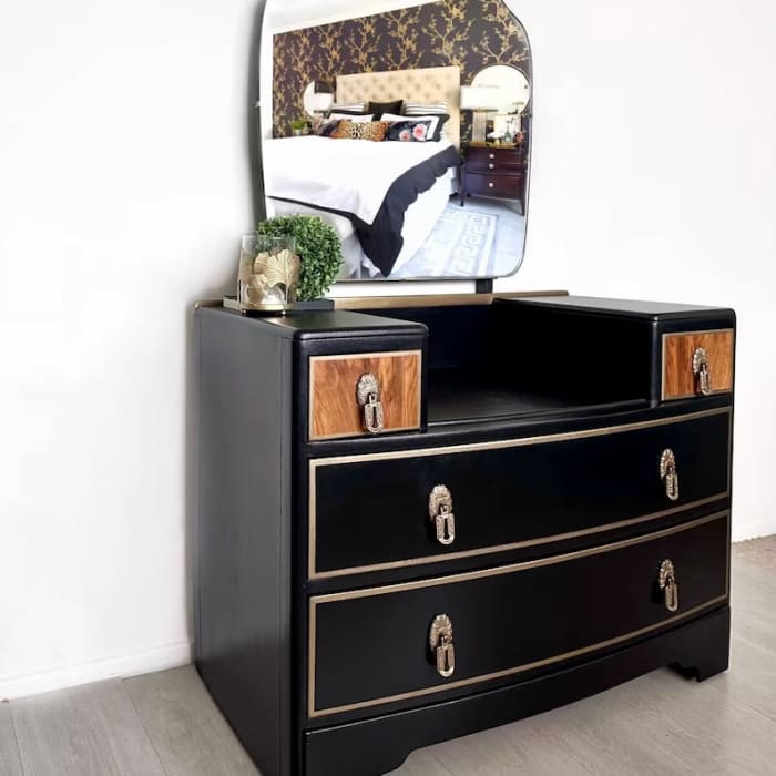 Vintage Dressing Table with Mirror | Luxury Art Deco