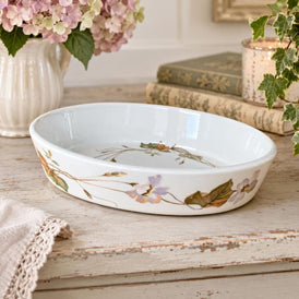 Vintage French Pillivuyt Wildflower Oval Porcelain Baking Dish