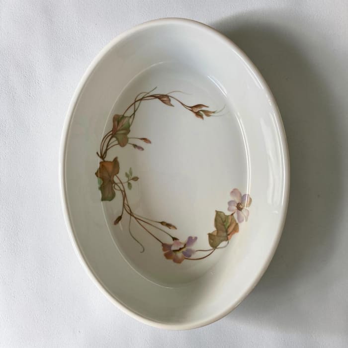 Vintage French Pillivuyt Wildflower Oval Porcelain Baking Dish