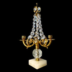 Vintage Gold Crystal Candelabra - Elegant Double