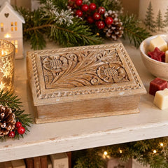 Vintage Hungarian Folk Art Floral Carved Wooden Trinket Box