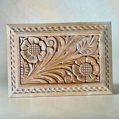 Vintage Hungarian Folk Art Floral Carved Wooden Trinket Box