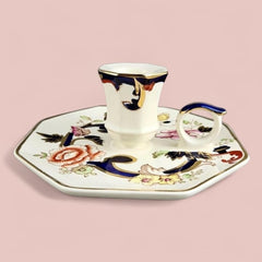 Vintage Mason’s Ironstone Blue Mandalay Candlestick – Octagonal Cobalt & Gold Chinoiserie Porcelain Candle Holder