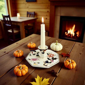 Vintage Mason’s Ironstone Blue Mandalay Candlestick – Octagonal Cobalt & Gold Chinoiserie Porcelain Candle Holder