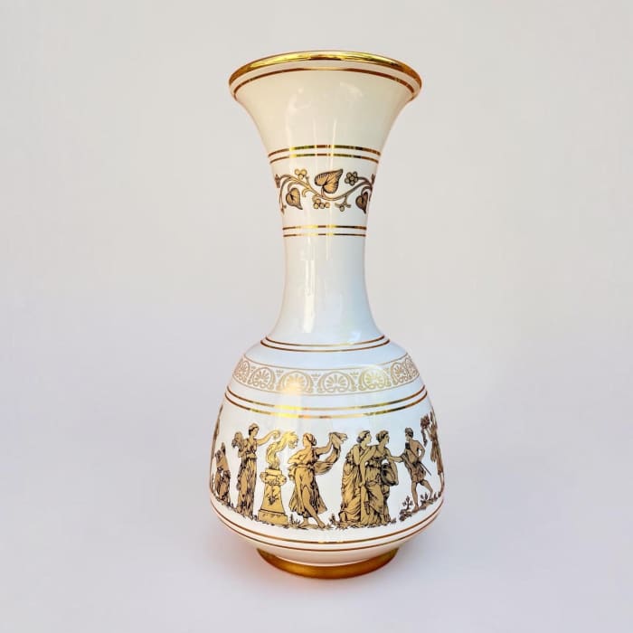 Vintage Neofitou Greek Porcelain Vases | Classical Design with 24k Gold Detailing