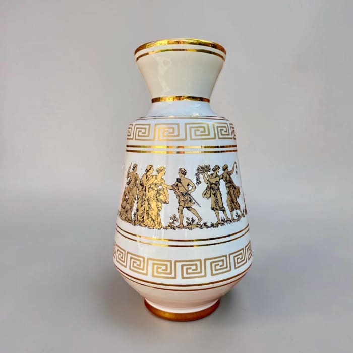 Vintage Neofitou Greek Porcelain Vases | Classical Design with 24k Gold Detailing