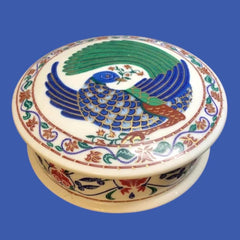 Vintage Peacock Porcelain Trinket Box by Elizabeth Arden – 1980 Byzantium Collection Powder Jar, Jewellery Box, Trinket Dish, Made in Japan