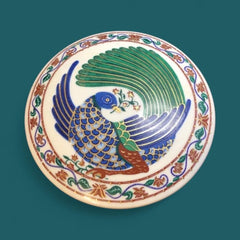 Vintage Peacock Porcelain Trinket Box by Elizabeth Arden – 1980 Byzantium Collection Powder Jar, Jewellery Box, Trinket Dish, Made in Japan
